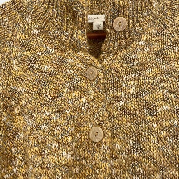 Coldwater Creek Bell Sleeves Wool Blend Cardigan Sweater Yellow Brown XL - Picture 5 of 12